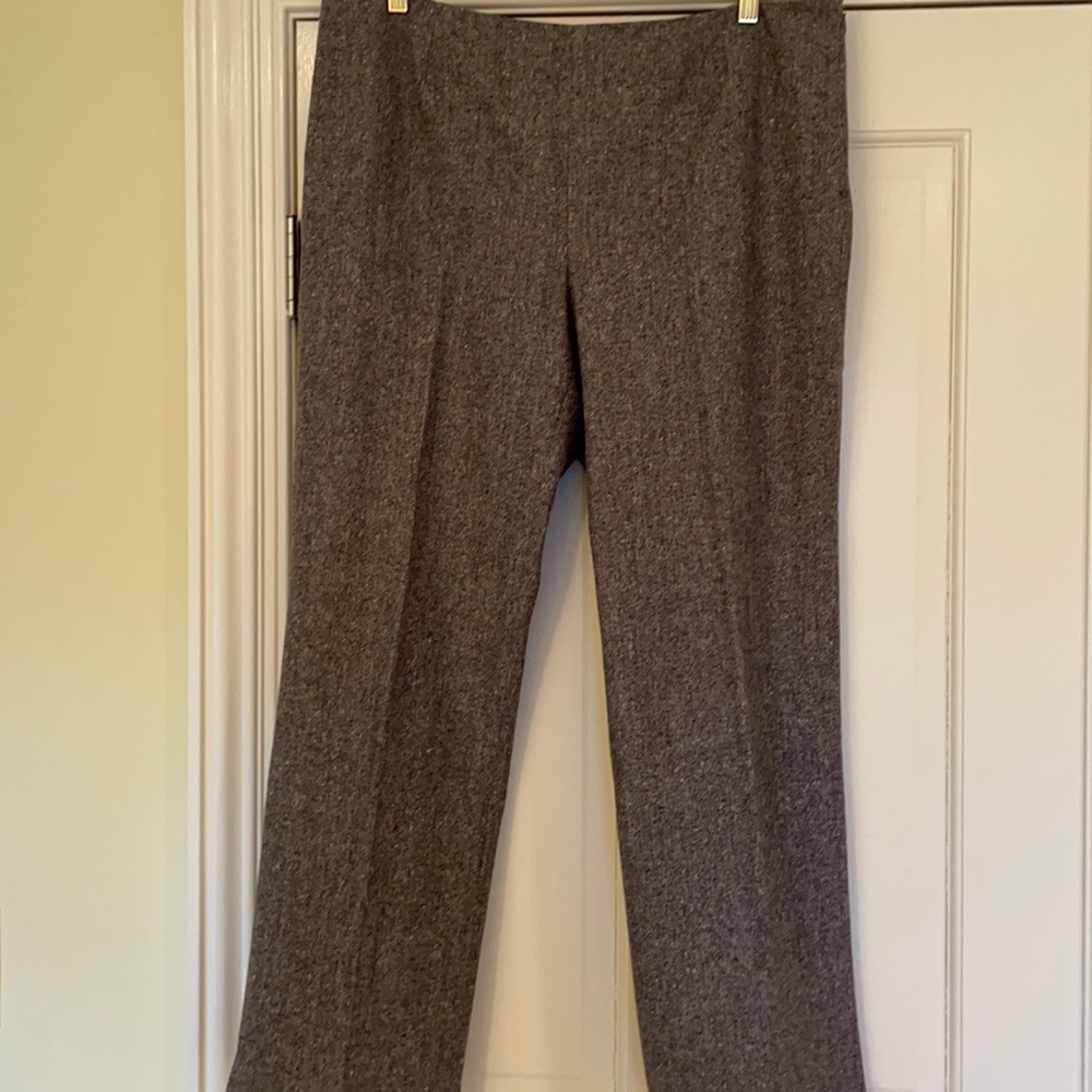 Warm Wool Tweed Lined Pants Side Zipper Flat front Sz 16-Dana Bachman